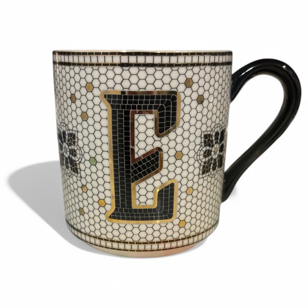 Anthropologie Bistro Mosaic Mug | Monogrammed with letter E